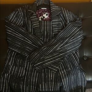 Striped Sans Cosplay Black and White Men's Blazer and Pants set